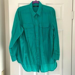 Ralph Lauren silk/cotton lightweight button down emerald green shirt